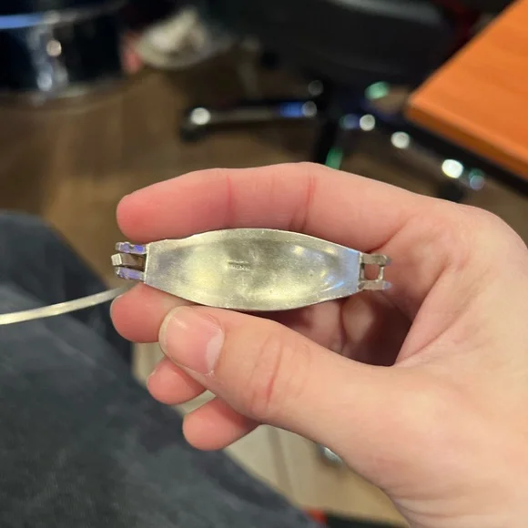 Turquoise Mexican Vintage Sterling Silver Cuff Bracelet 7” - Picture 8 of 12